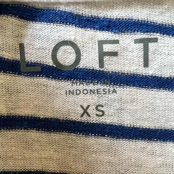 LOFT White and Blue V Neck Swing Tank - Picture 5 of 5